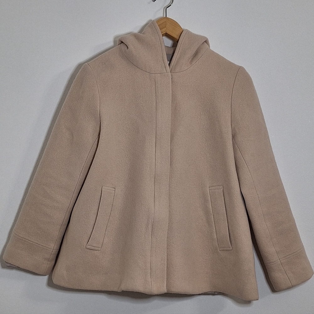 Ray BEAMS Stylish Cream Hooded Pea Coat